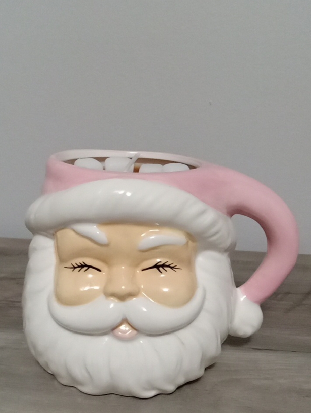 Ceramic Santa Mug Candle Pink